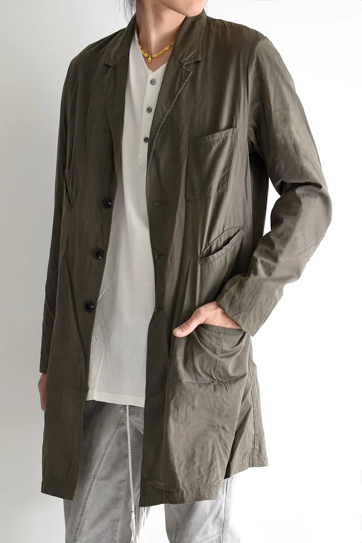 1901-JK04A Organic Cotton Multipul Coat Khaki