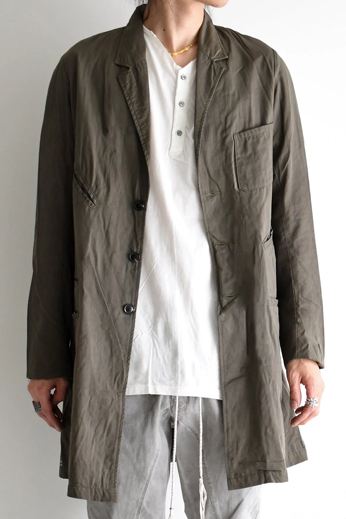 1901-JK04A Organic Cotton Multipul Coat Khaki