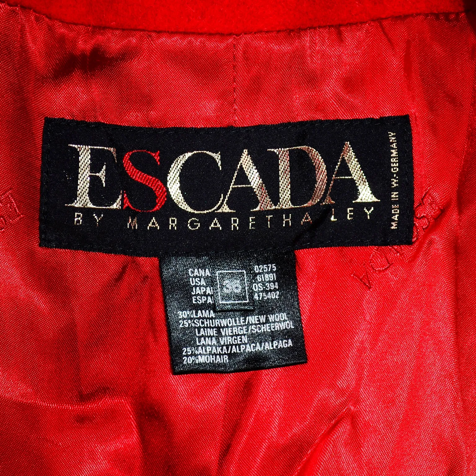 1980s Escada Vintage Red Alpaca Mohair Wool Coat With Pockets