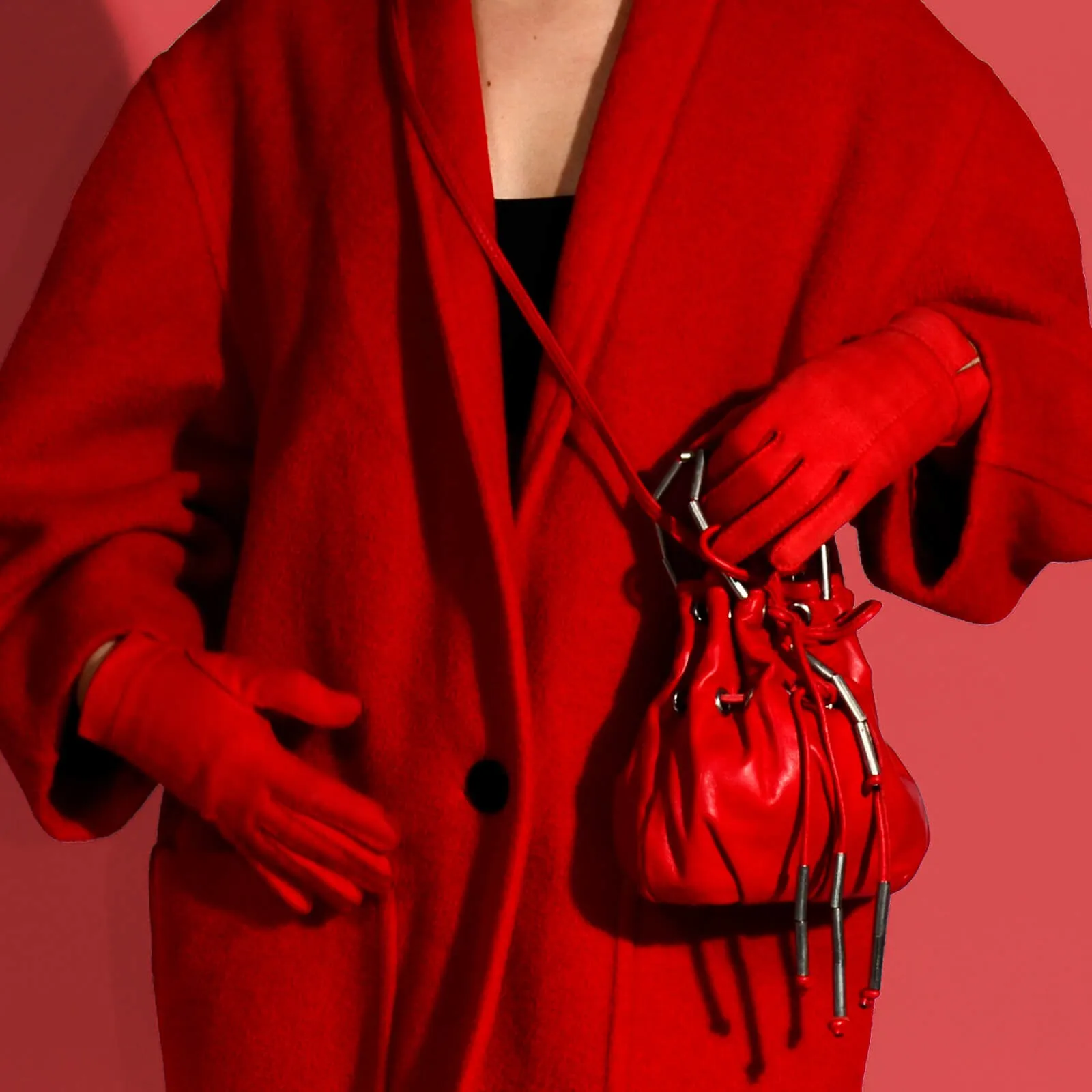 1980s Escada Vintage Red Alpaca Mohair Wool Coat With Pockets