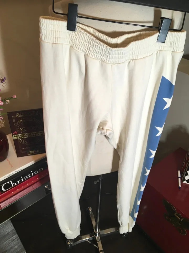 291 Venice Size 3 Ivory Blue Stars Sweatpants NWT 2400-921-9820