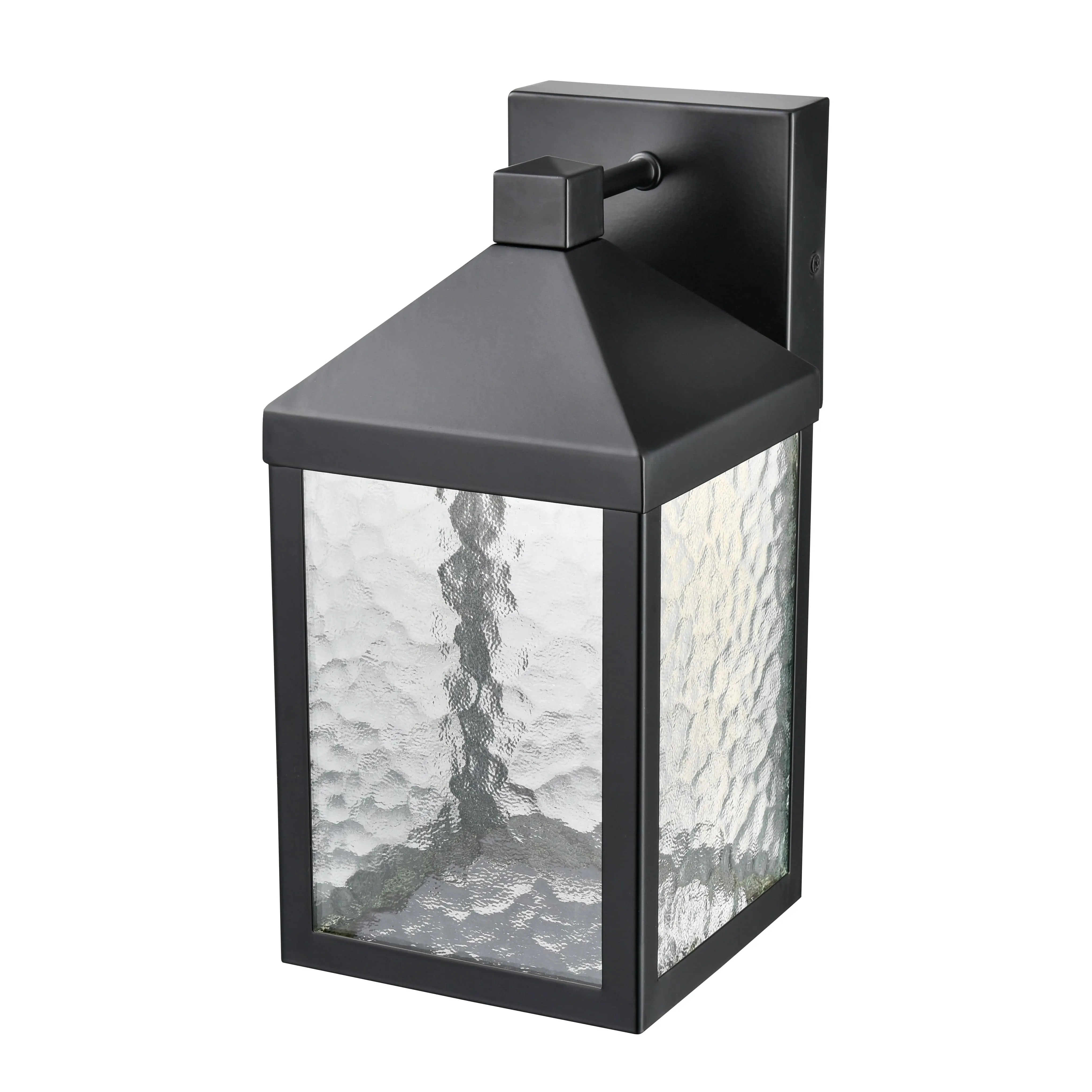 Aaron Outdoor Wall Lamp - Powder Coated Black - Clear Textured Glass - 8W Integrated LED Module - 700 Lm - 7.5in. Extension - 3000K Warm White