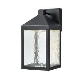 Aaron Outdoor Wall Lamp - Powder Coated Black - Clear Textured Glass - 8W Integrated LED Module - 700 Lm - 7.5in. Extension - 3000K Warm White