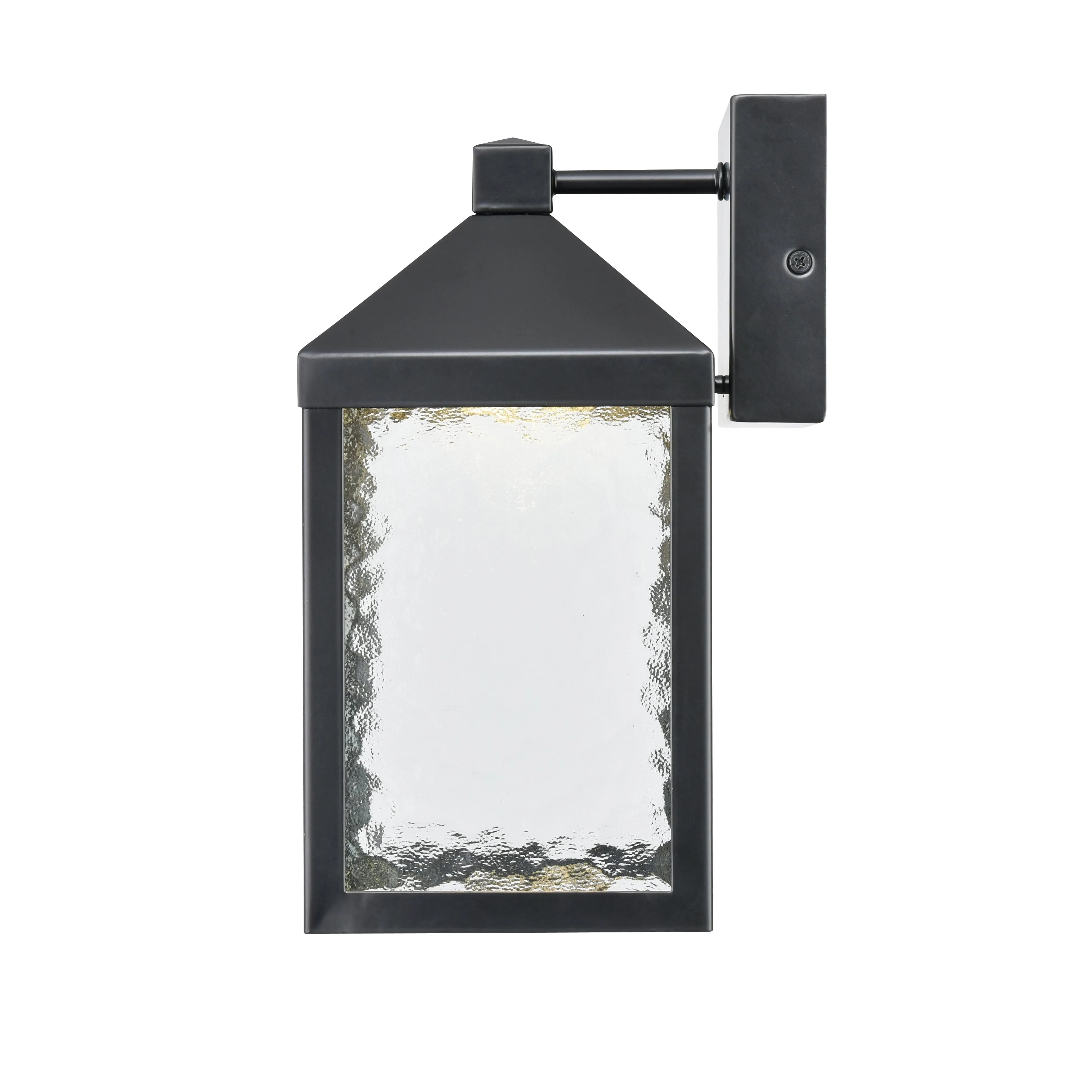 Aaron Outdoor Wall Lamp - Powder Coated Black - Clear Textured Glass - 8W Integrated LED Module - 700 Lm - 7.5in. Extension - 3000K Warm White