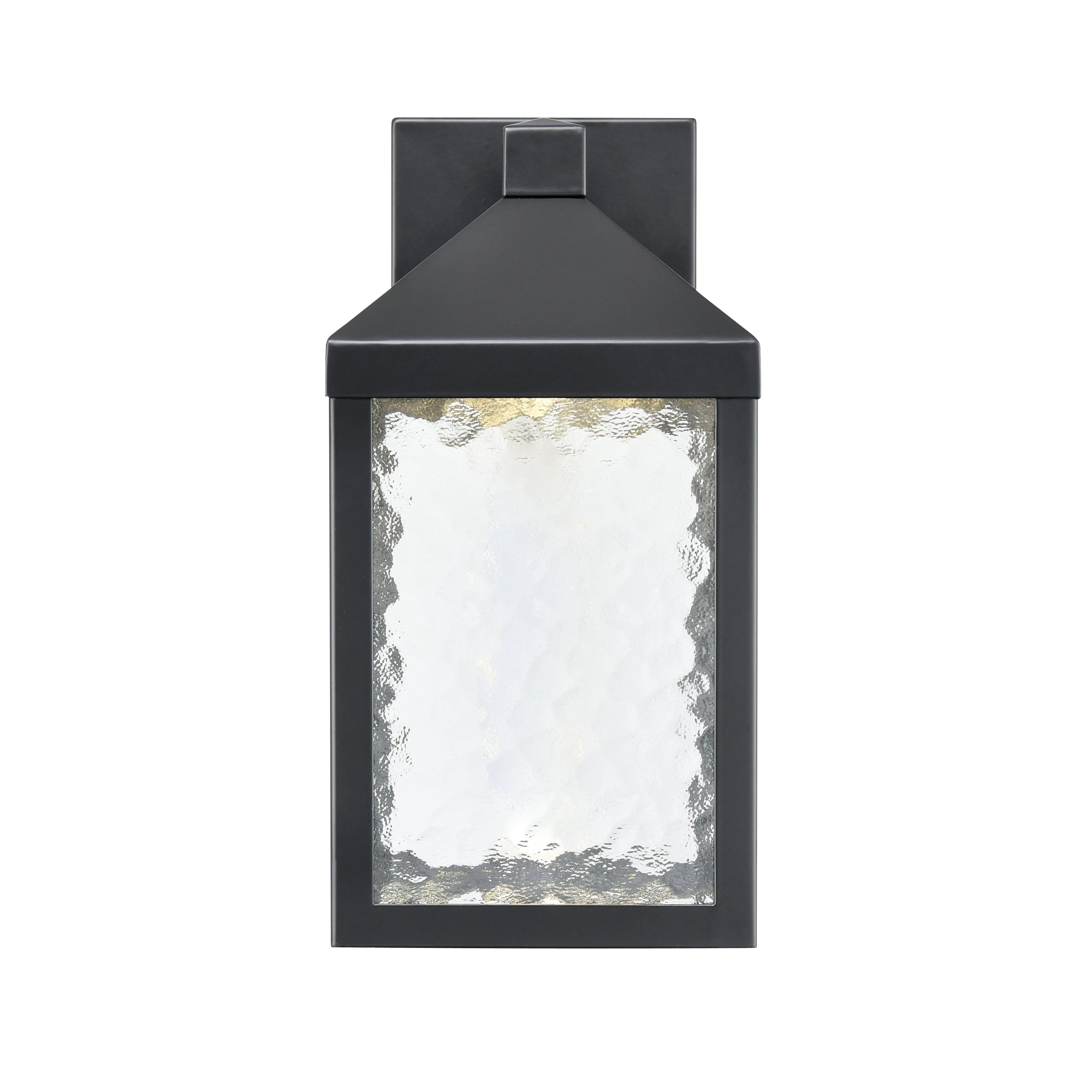 Aaron Outdoor Wall Lamp - Powder Coated Black - Clear Textured Glass - 8W Integrated LED Module - 700 Lm - 7.5in. Extension - 3000K Warm White