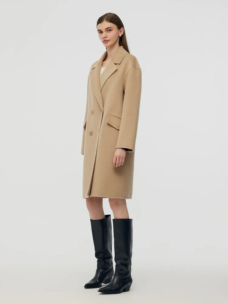 Alpaca Wool Notched Collar Women Coat