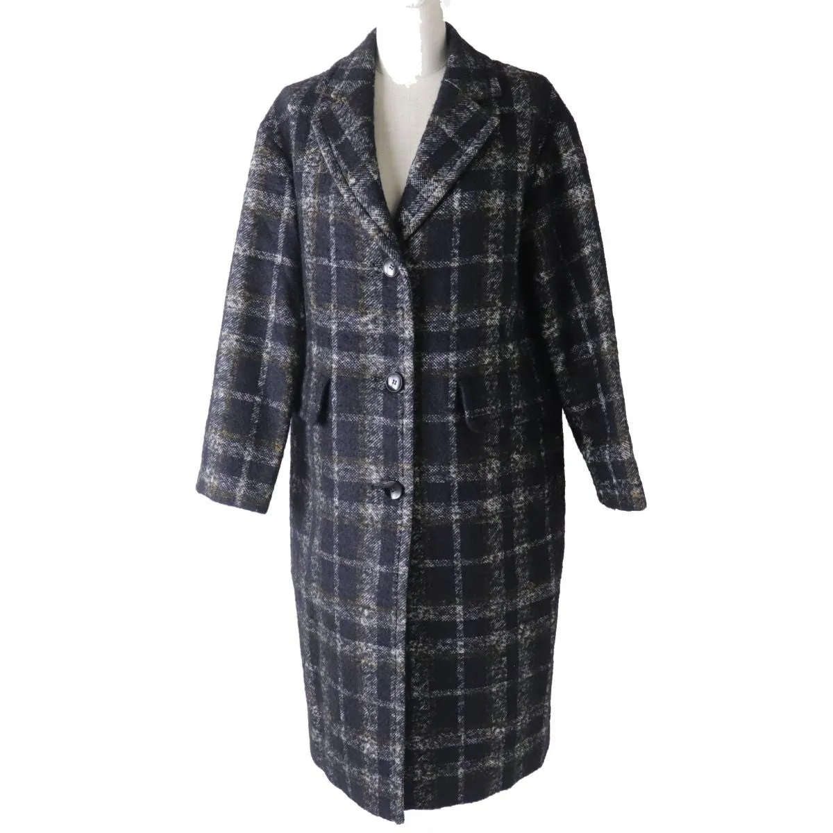 Aquascutum Wool Alpaca Long Chester Coat Check