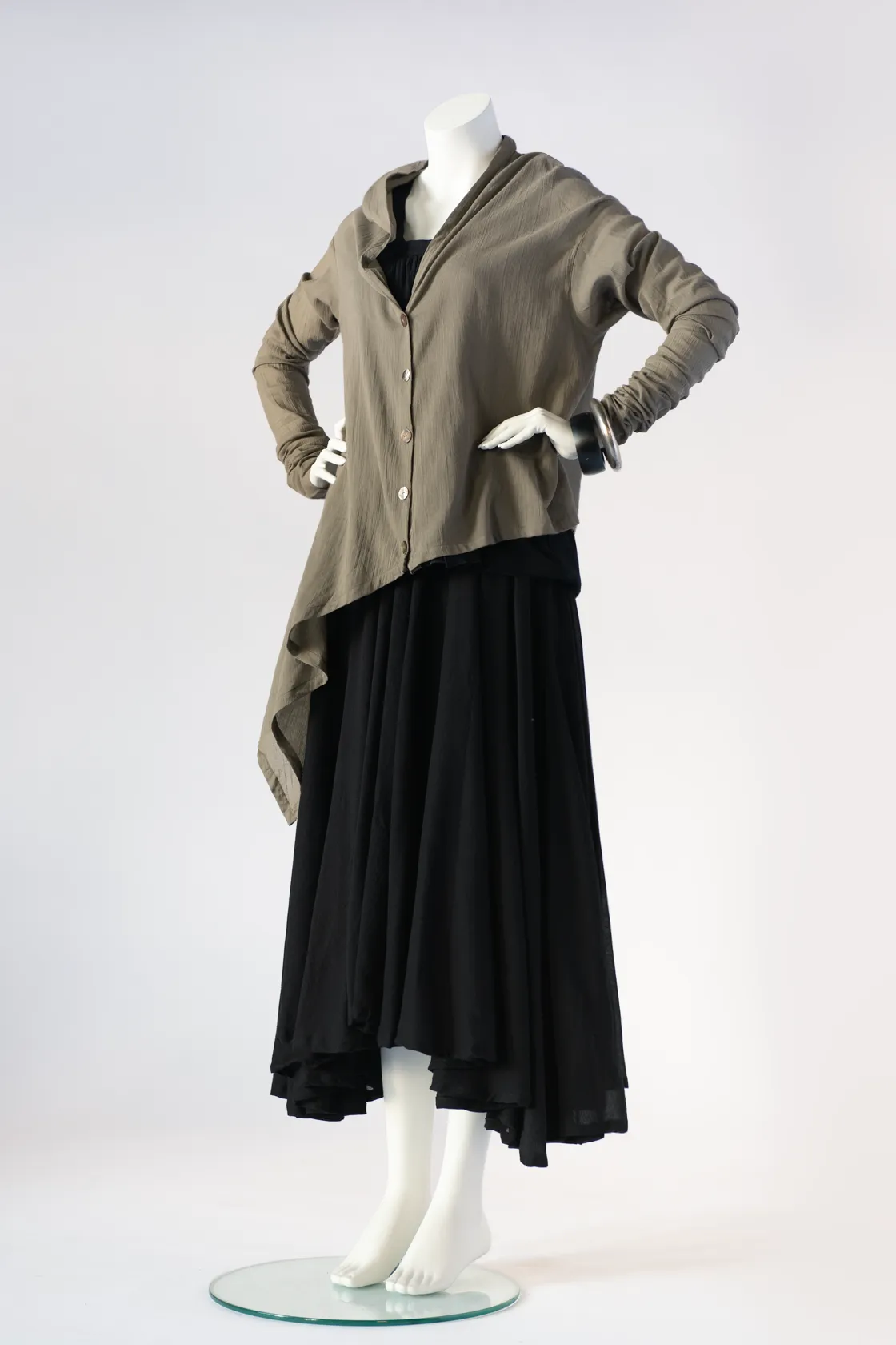 Asymmetric Jacket in Mushroom Rafina Crinkle