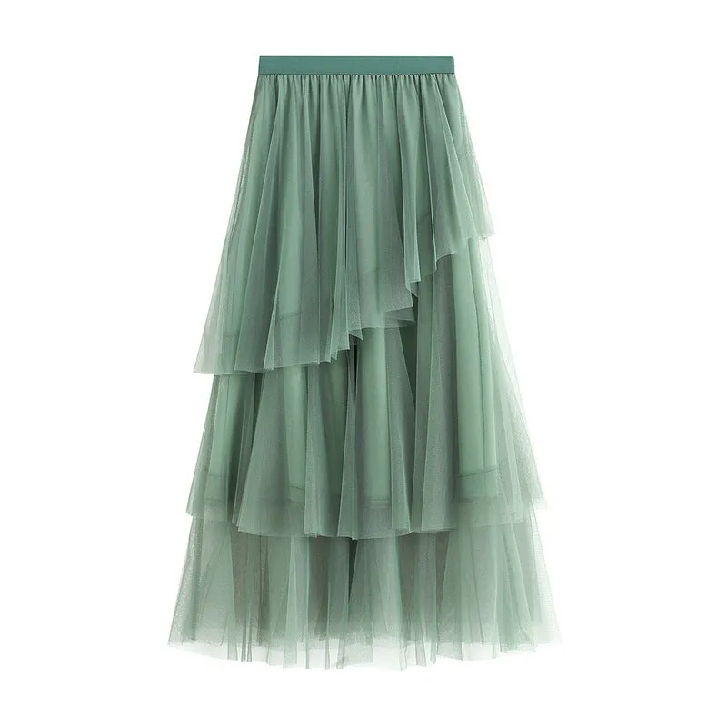 Autumn New Irregular Mesh Cake Dress Layered Tutu Skirt 762