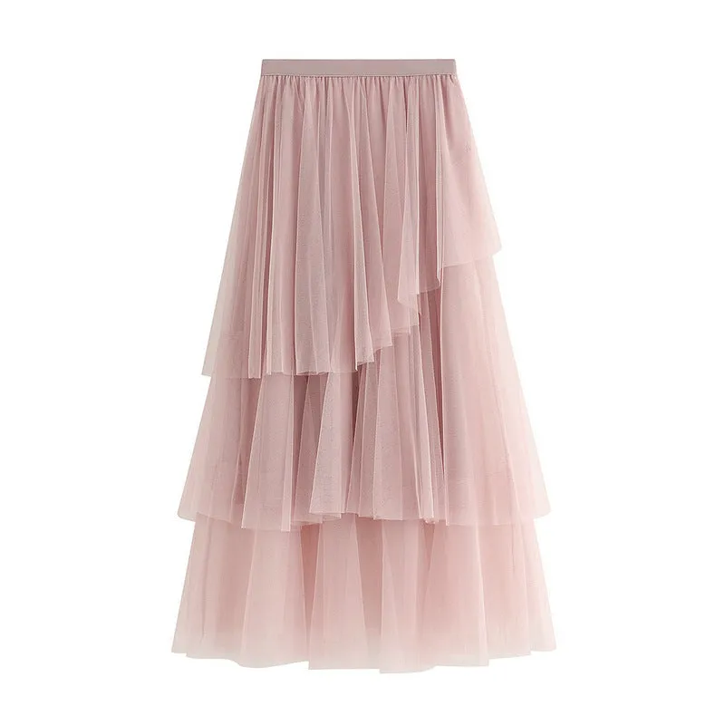 Autumn New Irregular Mesh Cake Dress Layered Tutu Skirt 762