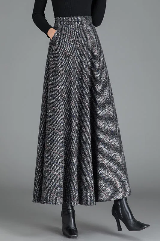 Autumn Winter Elastic Waist Wool Skirt 3787