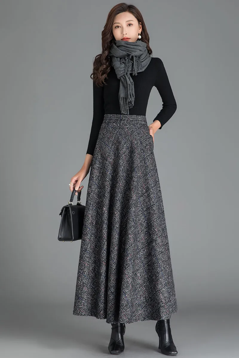 Autumn Winter Elastic Waist Wool Skirt 3787