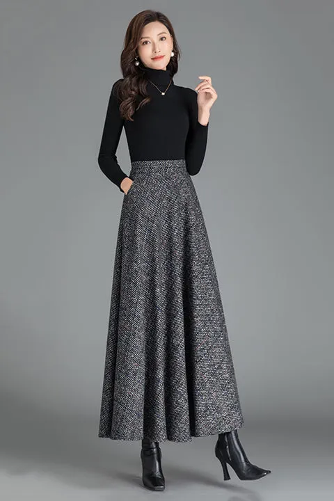 Autumn Winter Elastic Waist Wool Skirt 3787