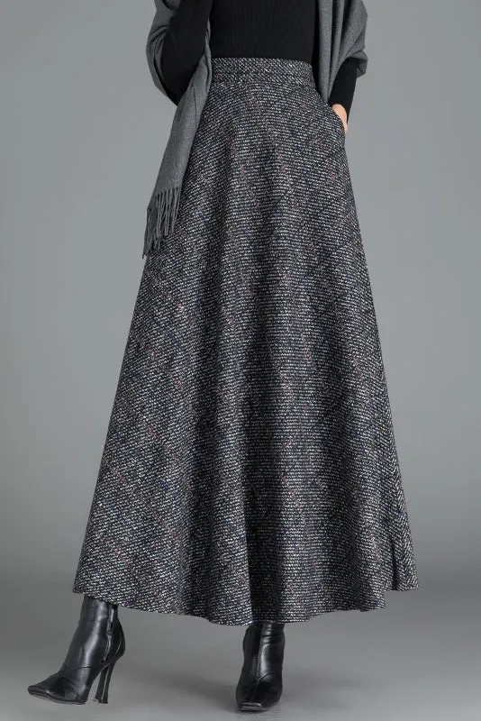 Autumn Winter Elastic Waist Wool Skirt 3787