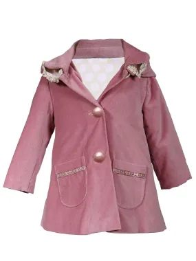 Baby Girl's velour coat with hood-PAOLINA