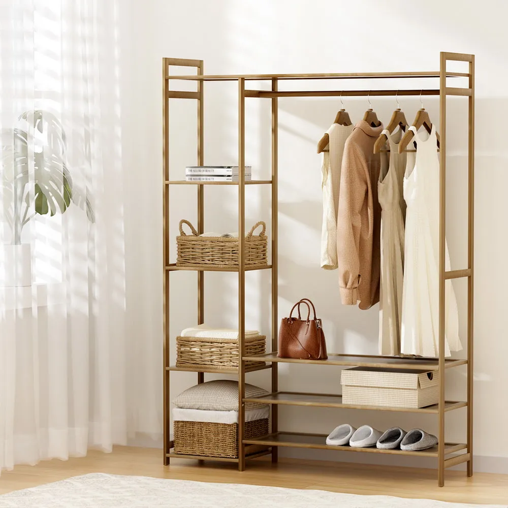 Bamboo 8-Shelf Clothes Rack, Coat Stand with Hanging Rail Artiss