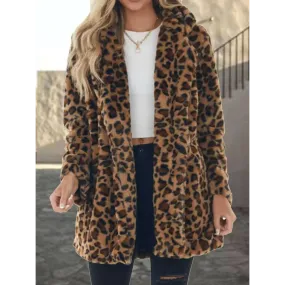 Chic Leopard Collared Neck Coat in Timeless Luxury Fashion for Women