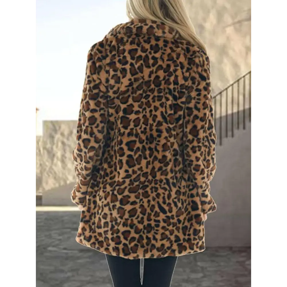 Chic Leopard Collared Neck Coat in Timeless Luxury Fashion for Women