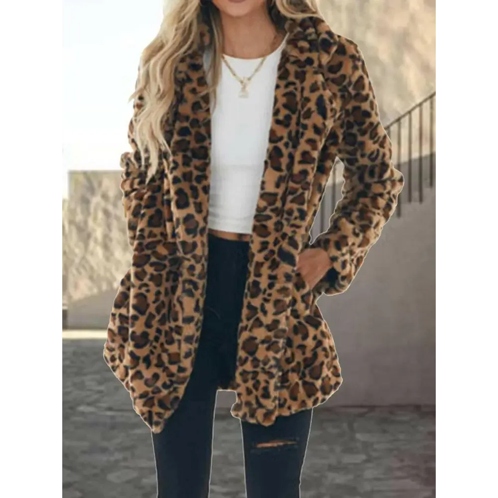 Chic Leopard Collared Neck Coat in Timeless Luxury Fashion for Women