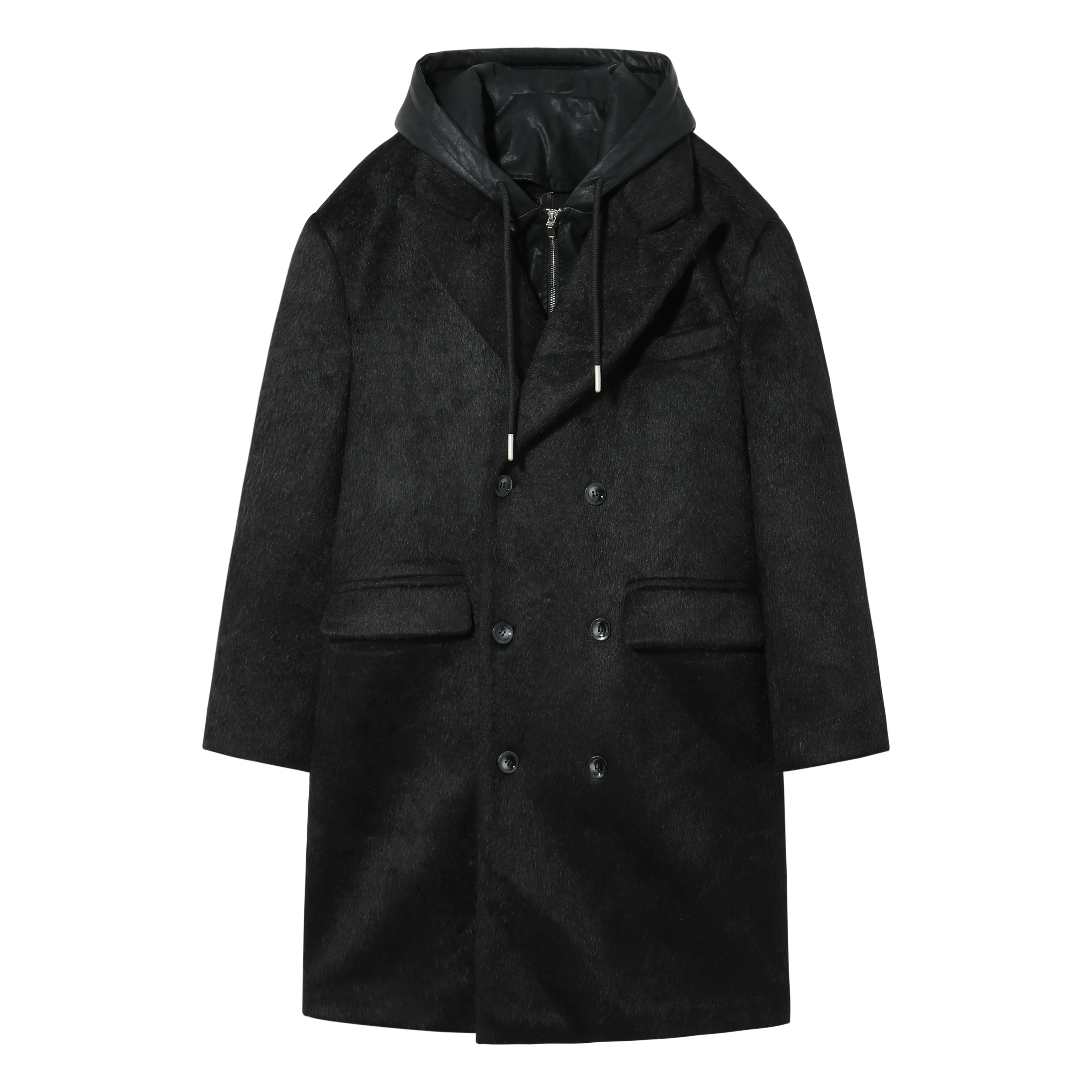 Chuan Peak Lapel Hooded Thick Long Coat