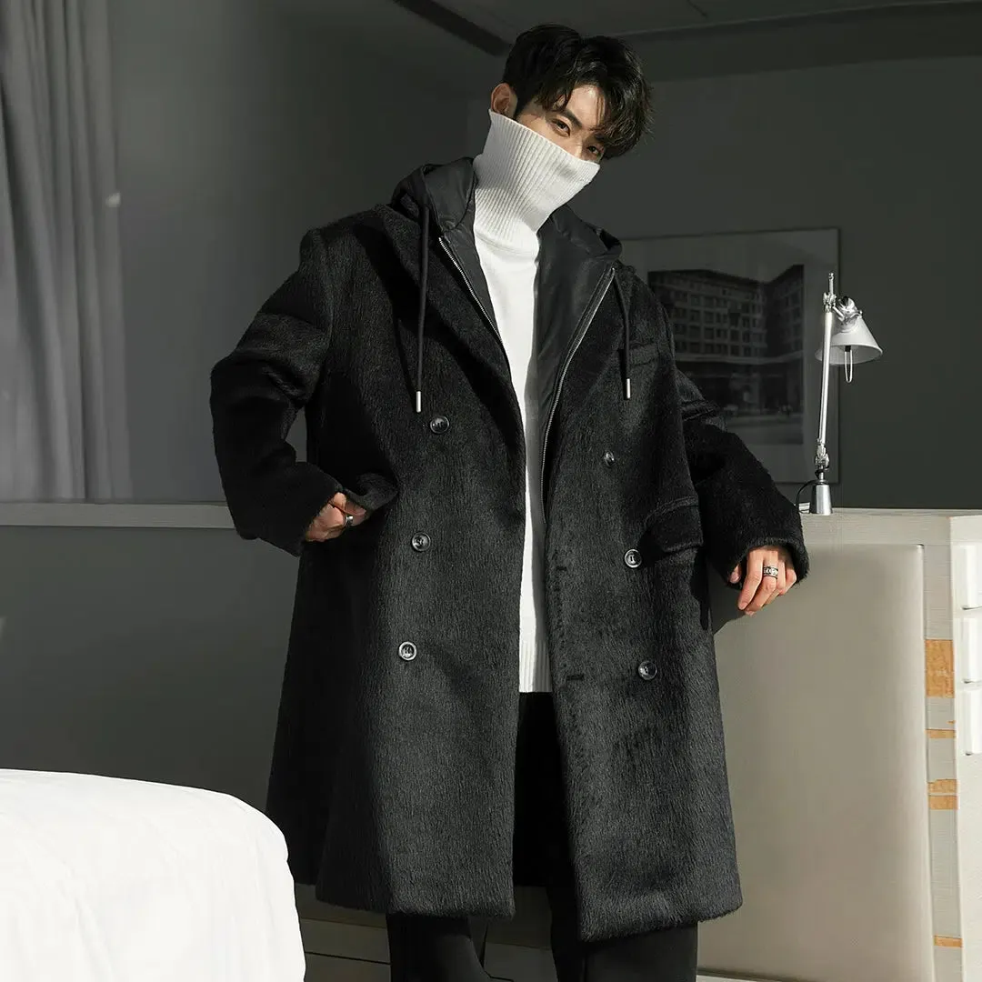 Chuan Peak Lapel Hooded Thick Long Coat