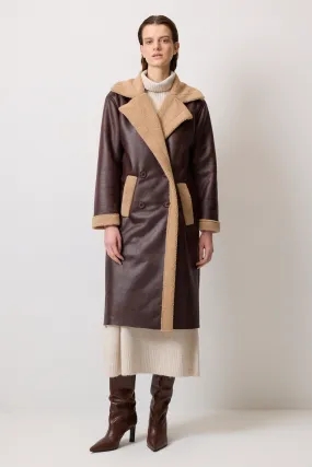 FAUX LEATHER LONG COAT