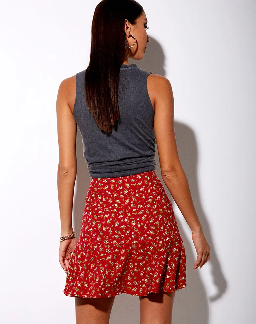 Gaelle Skater Skirt in Falling for You Floral Red