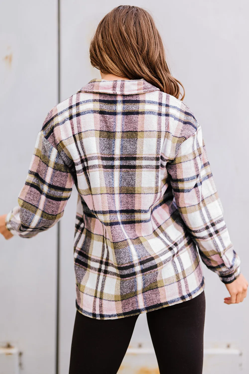 Geometric Plaid Print Pocketed Shirt