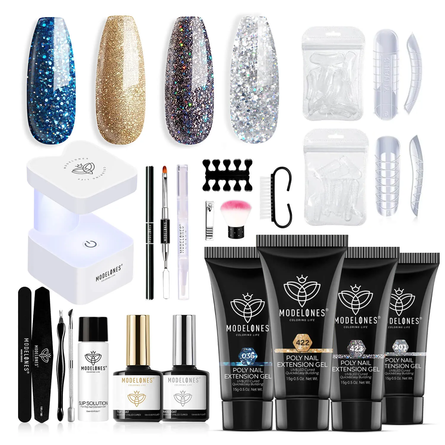 Glitter Beach - 4 Colors Poly Nail Gel Kit