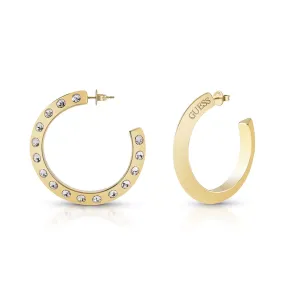 Guess Gold Plated Stainless Steel 30mm Medium Hoop Earrings