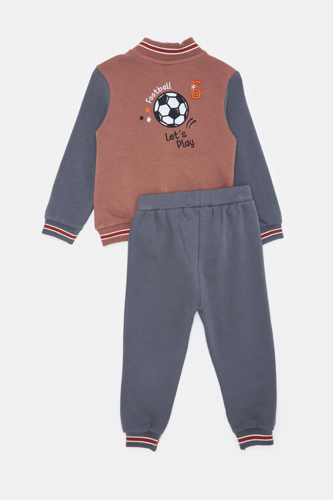 Infant Boys Brown Varsity Jogging Suit Set (2 Piece)