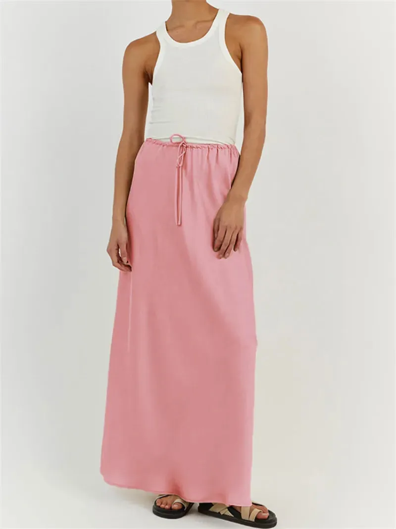 Kelara - Elegant satin maxi skirt