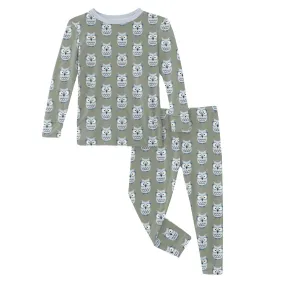 KicKee Pants Silver Sage Wise Owls L/S Pajama Set