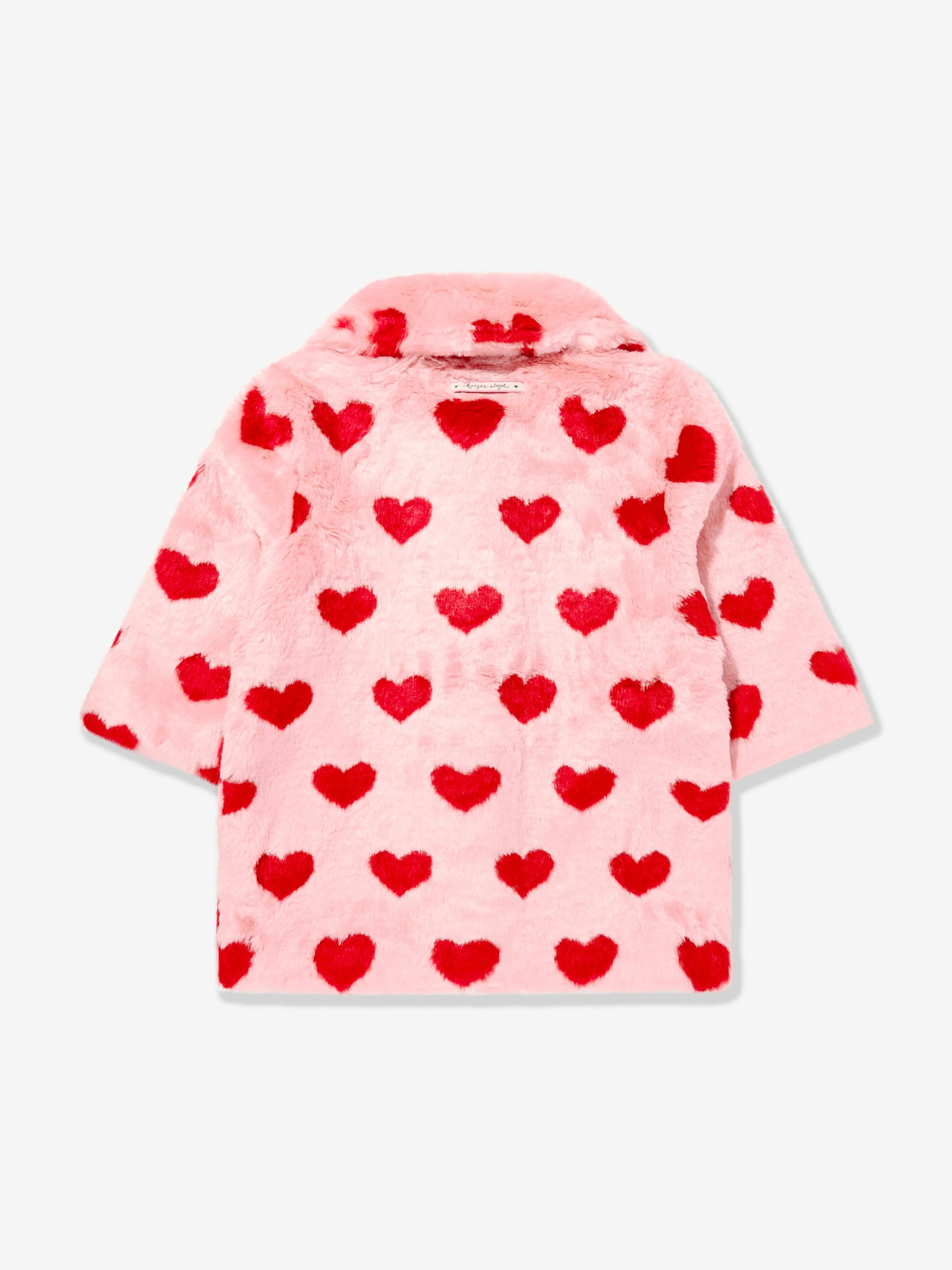 Konges Sløjd Girls Hearts Fuzzie Coat in Pink