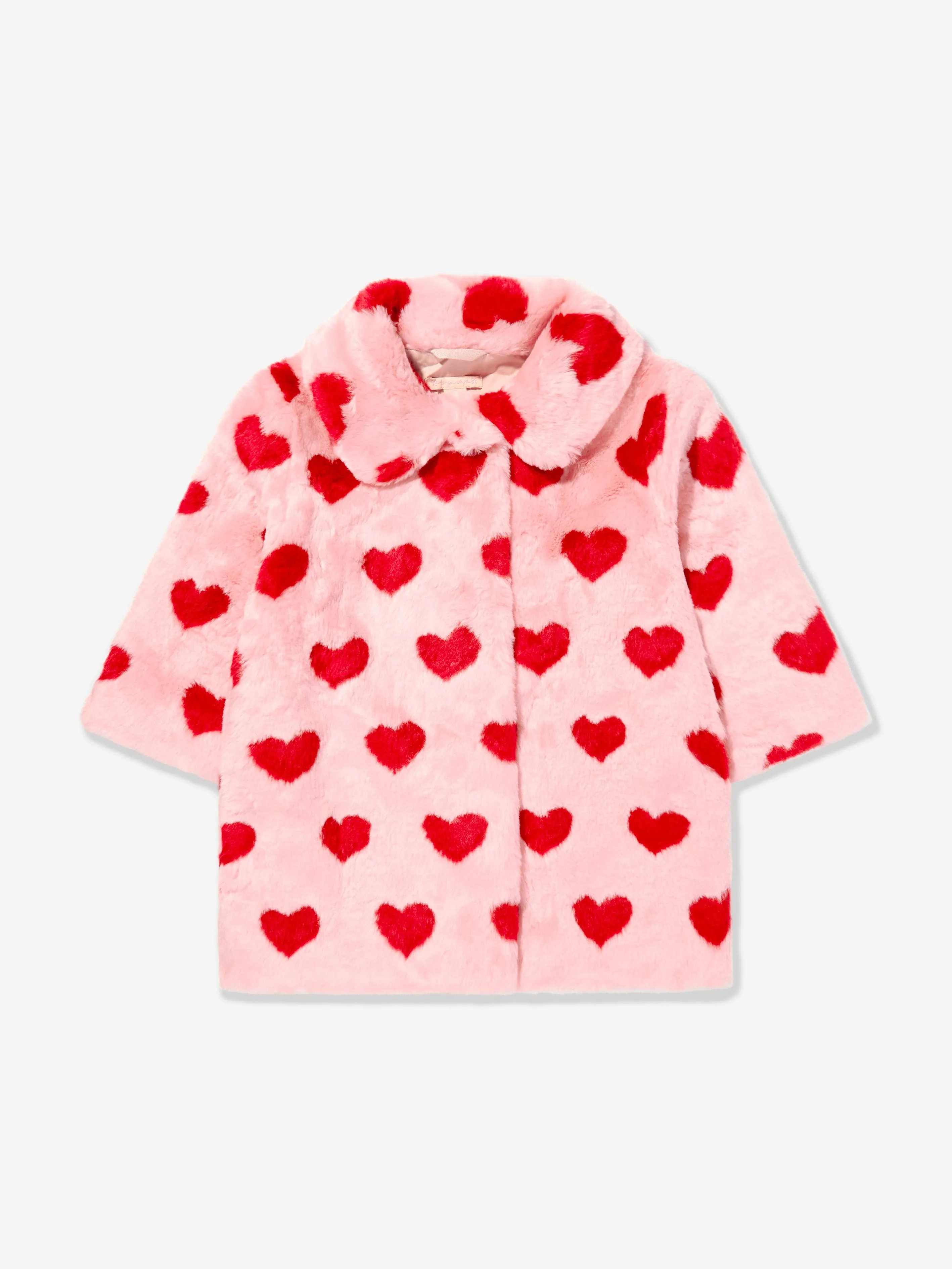 Konges Sløjd Girls Hearts Fuzzie Coat in Pink