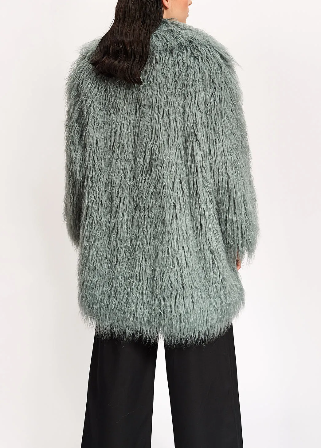 Light blue faux fur coat