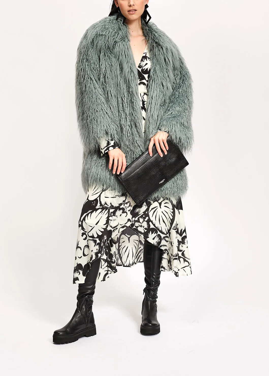 Light blue faux fur coat