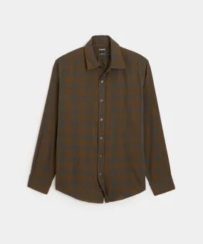 Lightweight Flannel Sport Shirt in Olive Multicheck