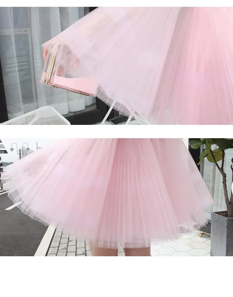 Limited edition double Sun Pleated One-Shoulder Princess layered tulle tutu pink dress - Zack