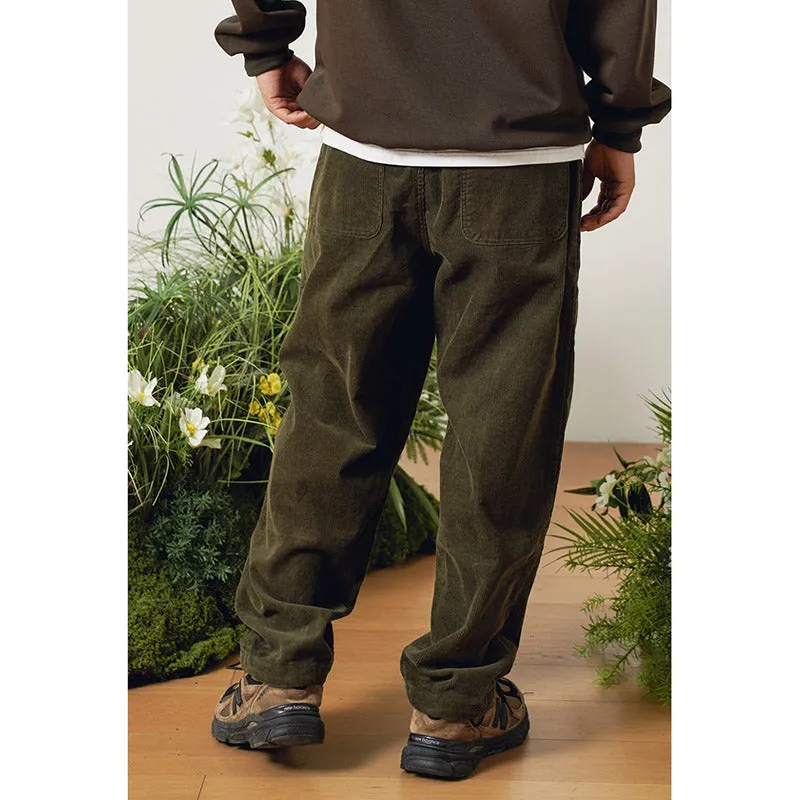 Loose Solid Color Corduroy Casual Pants