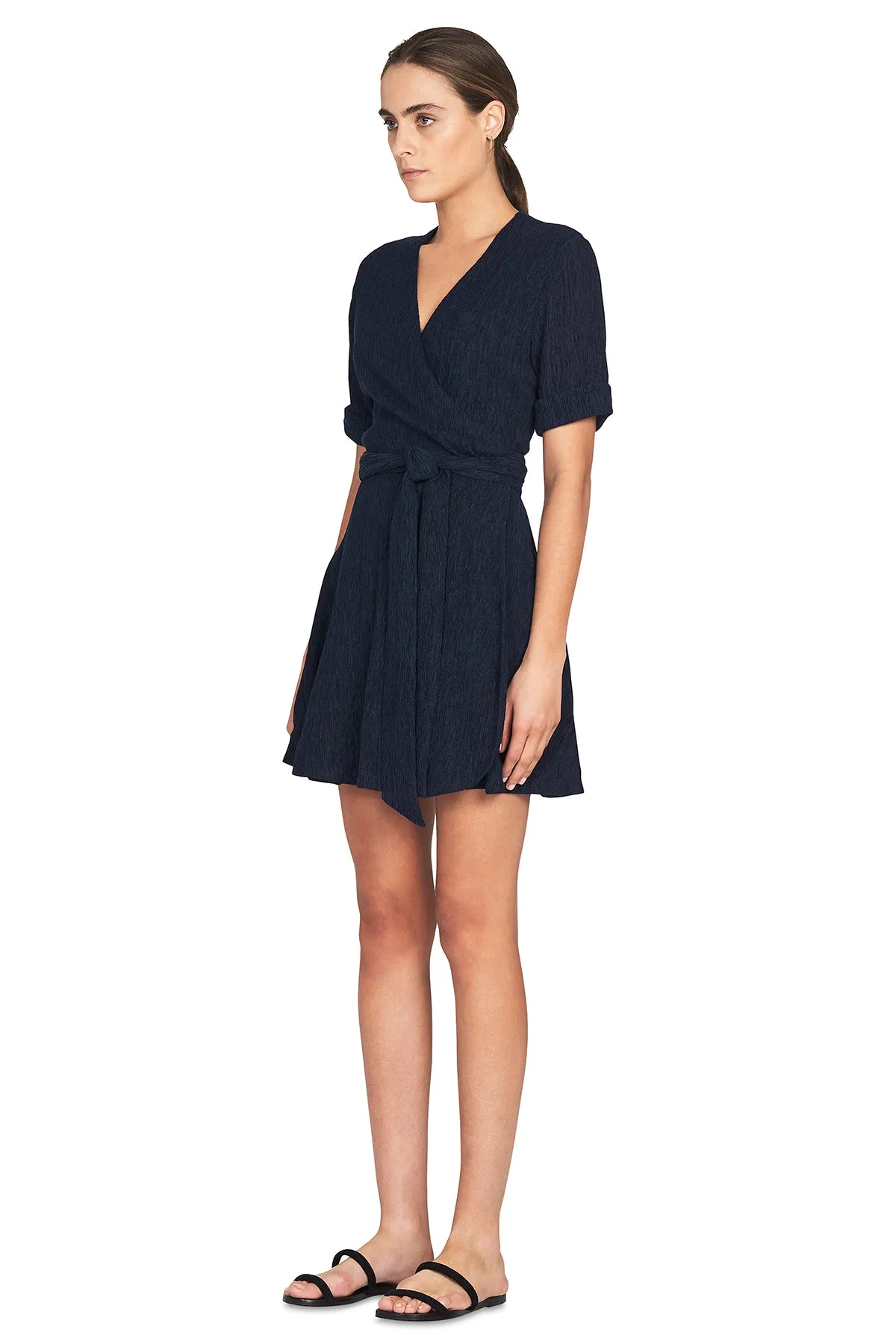 Magnolia Tie Wrap Dress- Navy