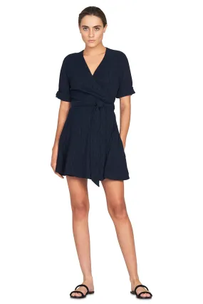 Magnolia Tie Wrap Dress- Navy