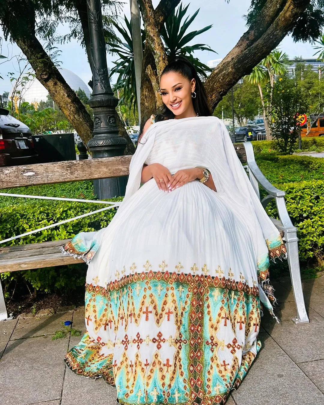 Majestic Traditional Ethiopian Dress: with Eye Catching Wide Handmade Hemline Habesha Dress Adorable Habesha Kemis