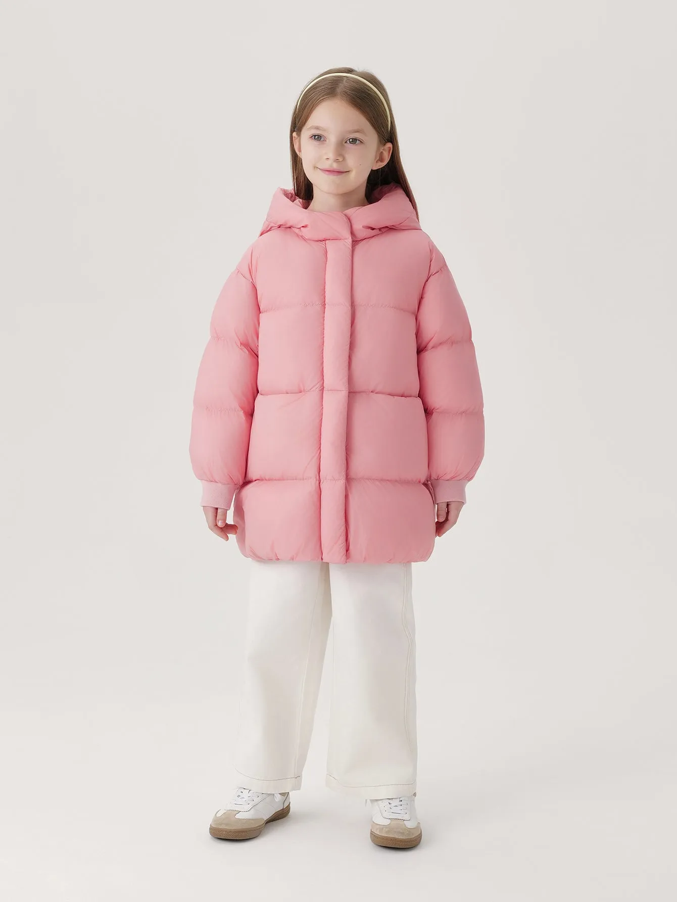 MARC & JANIE Girls Lightweight Hooded Down Mid-Length Coat 241196