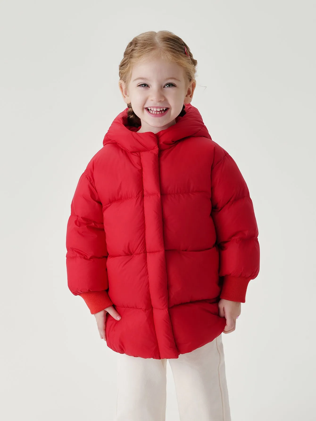 MARC & JANIE Girls Lightweight Hooded Down Mid-Length Coat 241196