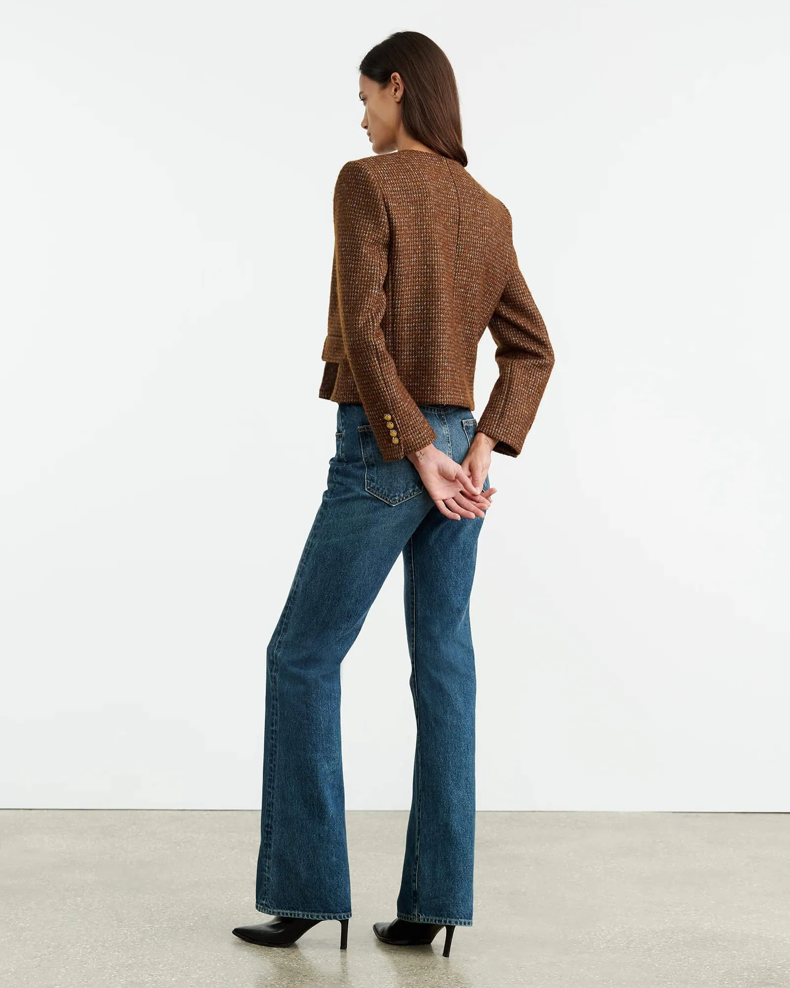 Melanie Cropped jacket in Saddle Check