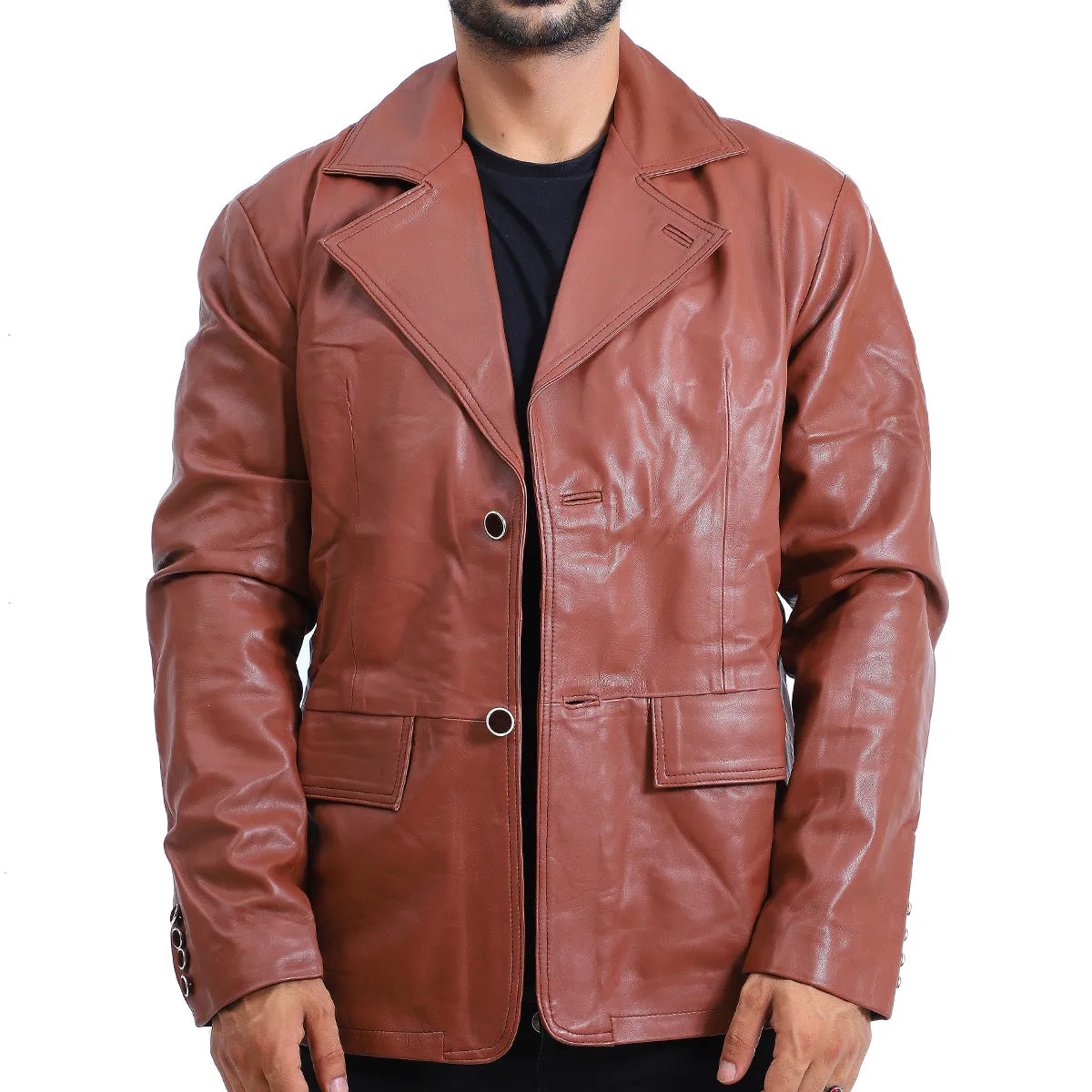 Men's Brown Waxed Leather Batman Leather Coat