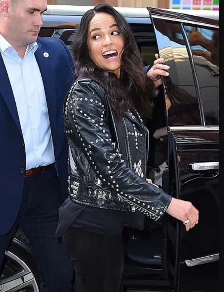 Michelle Rodriguez Black Studded Leather Jacket