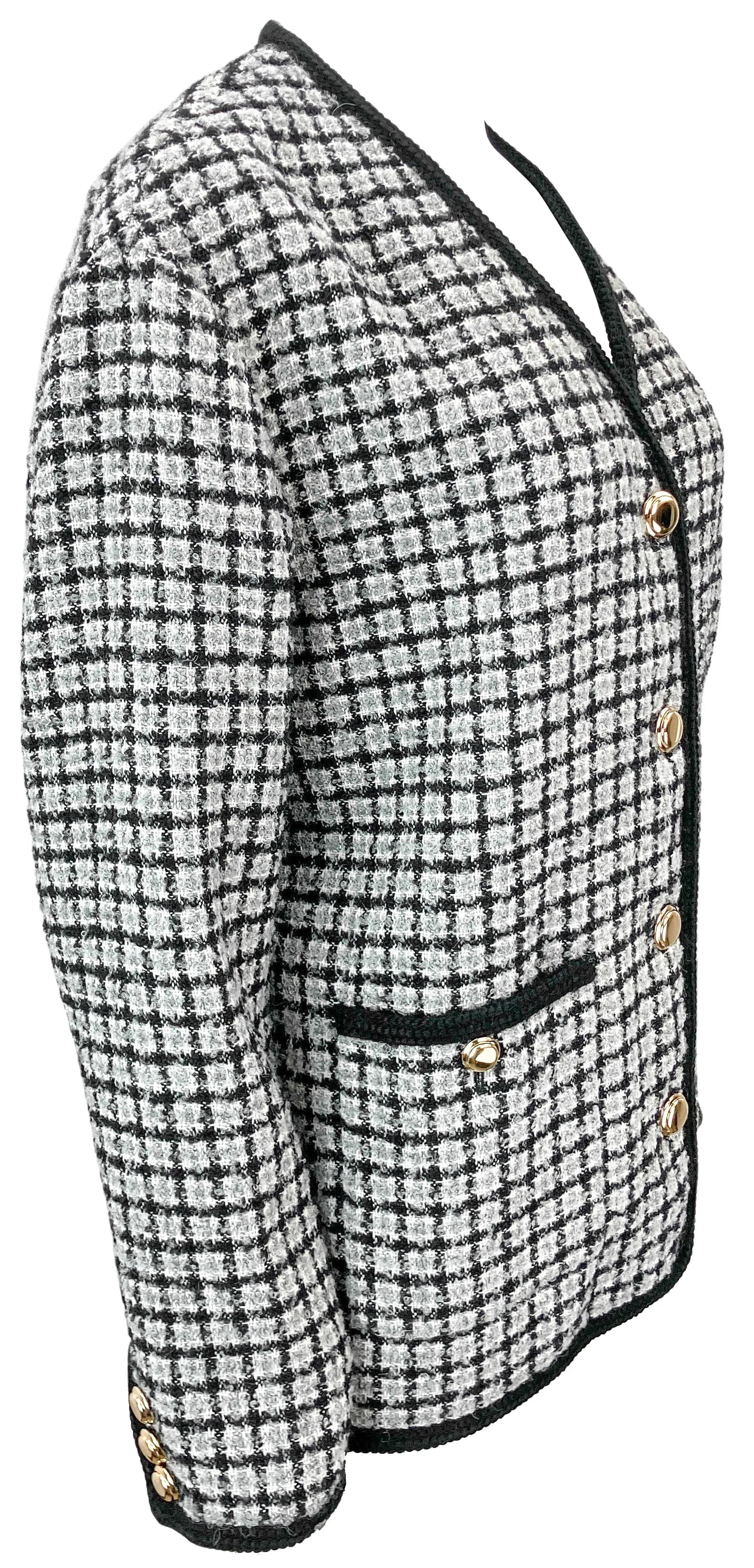 Miu Miu Checked Bouclé and Lamé Cardigan in Black, Grey and White