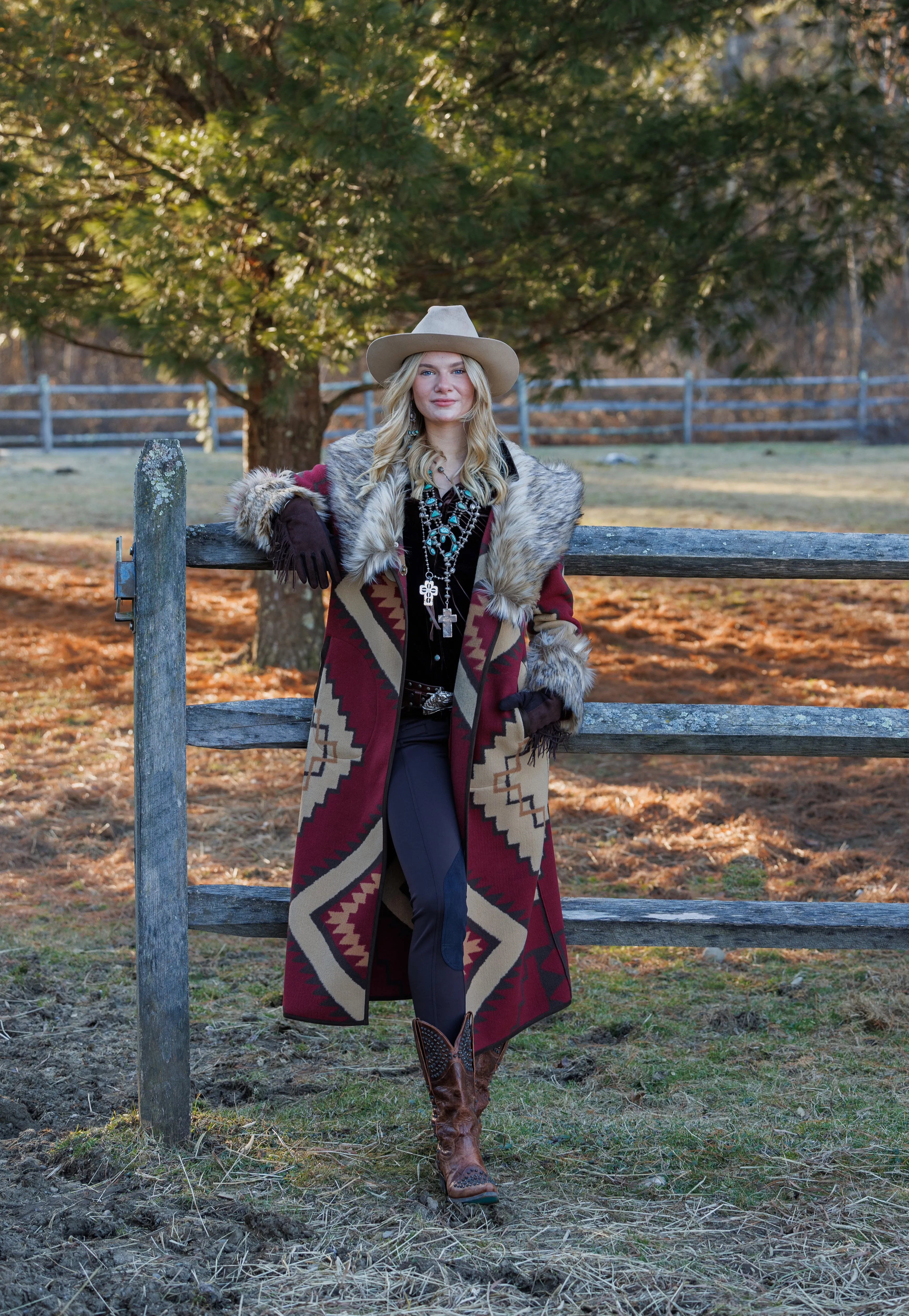 Molly Blanket Coat with Fur Collar by Tasha Polizzi